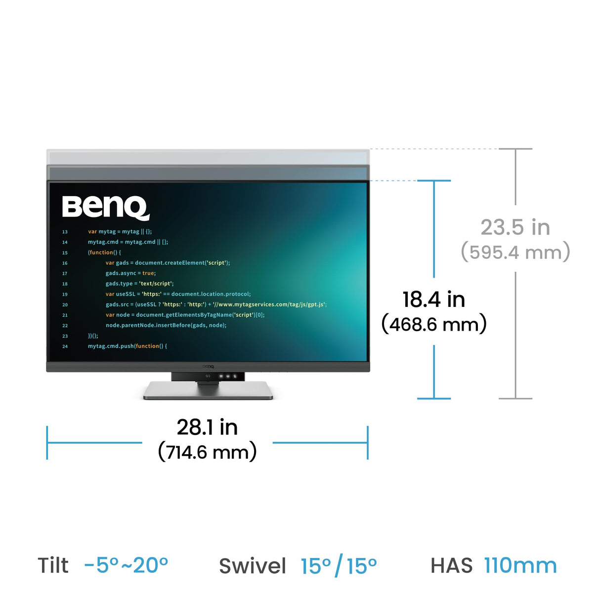 BenQ RD320U Monitor 32" 3840 x 2160 4K para Programación, 2000:1 Contraste, Panel Nano Mate, MoonHalo, USB-C 90W, Modos de Programación, Protección Nocturna, Soporte Ergonómico y Tecnología Eye-Care