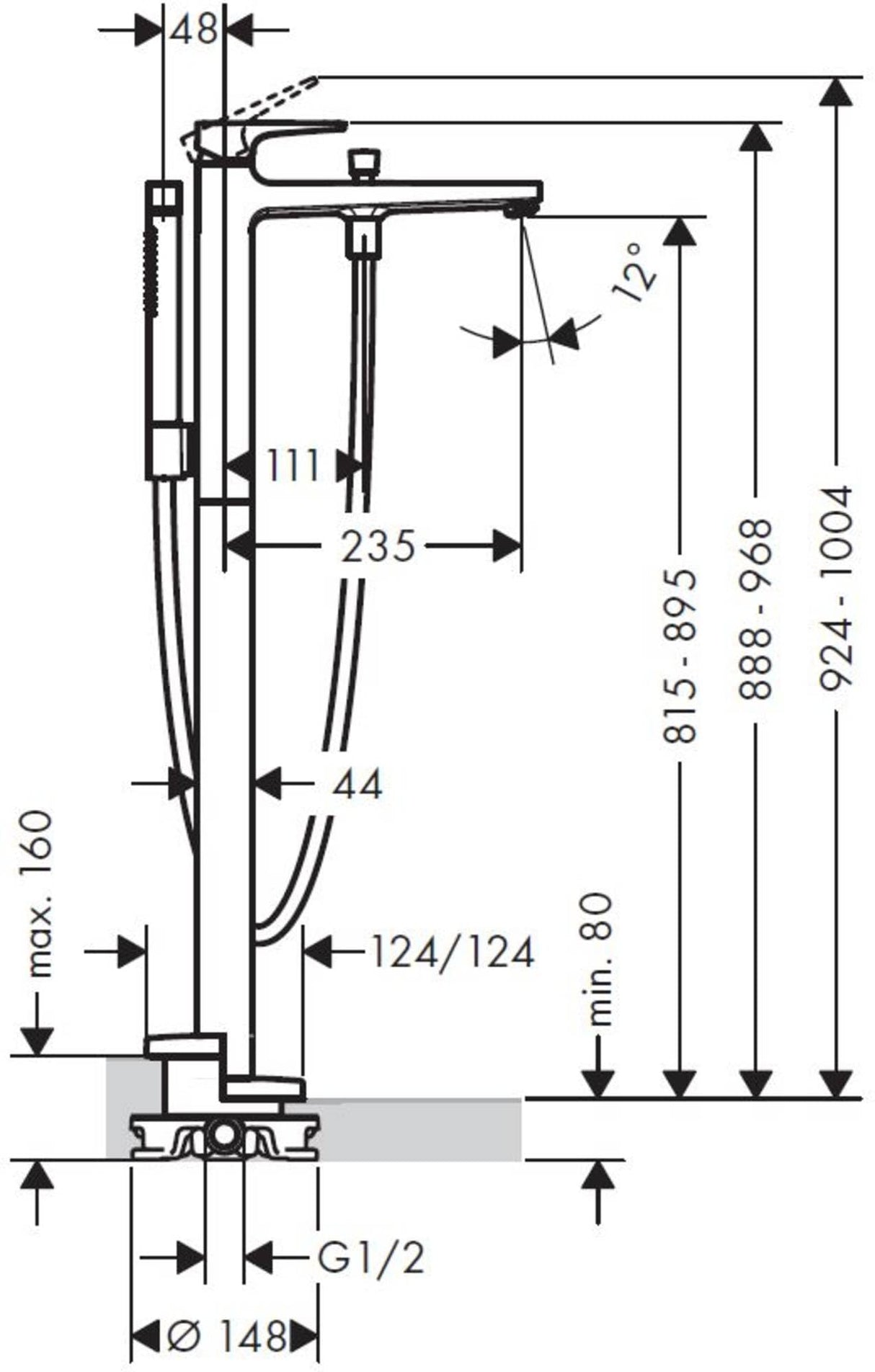 hansgrohe Metropol 32532140 - Grifo monomando para bañera (latón cepillado)