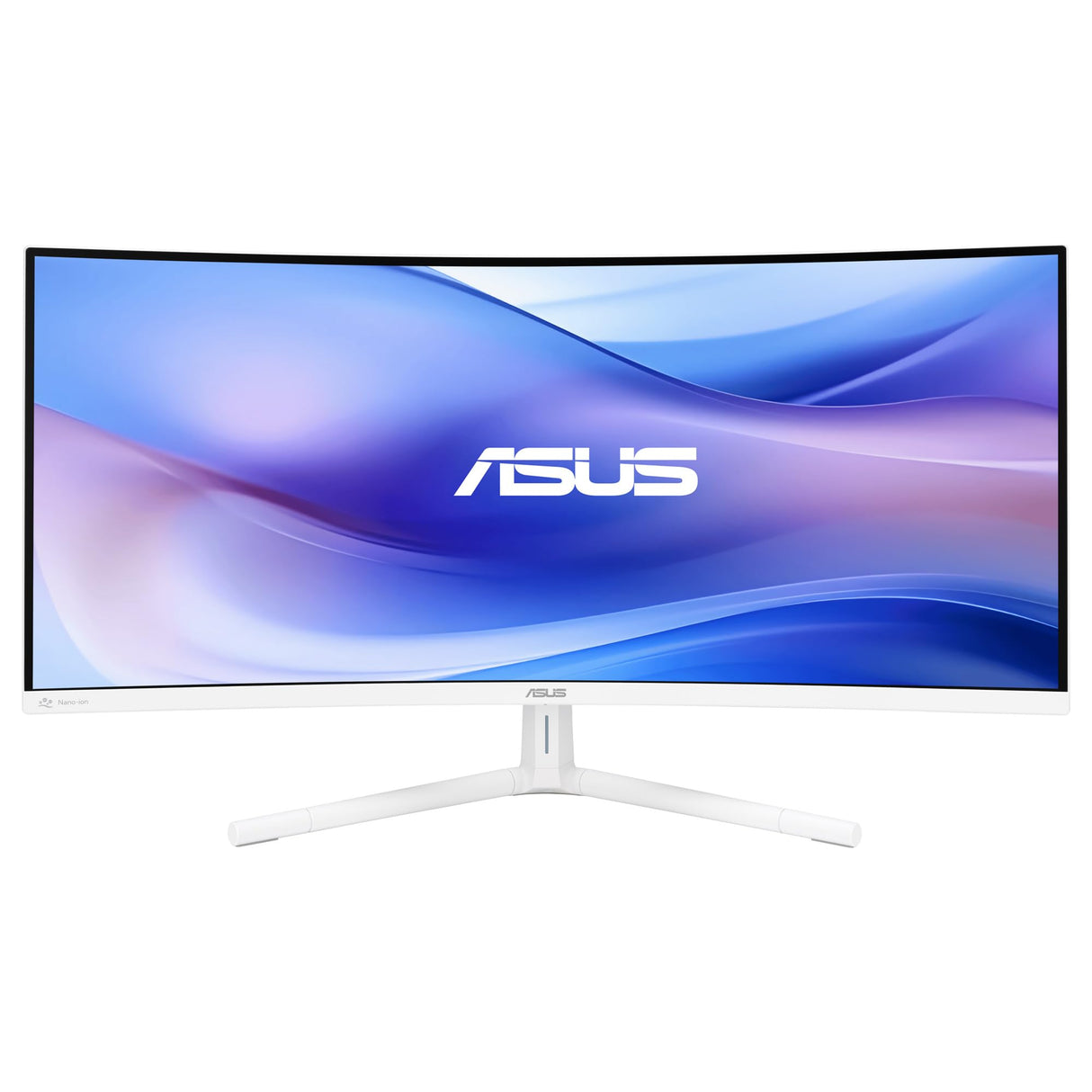 ASUS VU34WCIP-W Monitor Eye-Care WQHD de 34 Pulgadas, 3440x1440, curvatura 1500R, sin Marco, 100 Hz, ionizador de Aire, SmoothMotion, Eye Care Plus, USB-C PD 65 W, Altavoces, sostenibilidad óptima