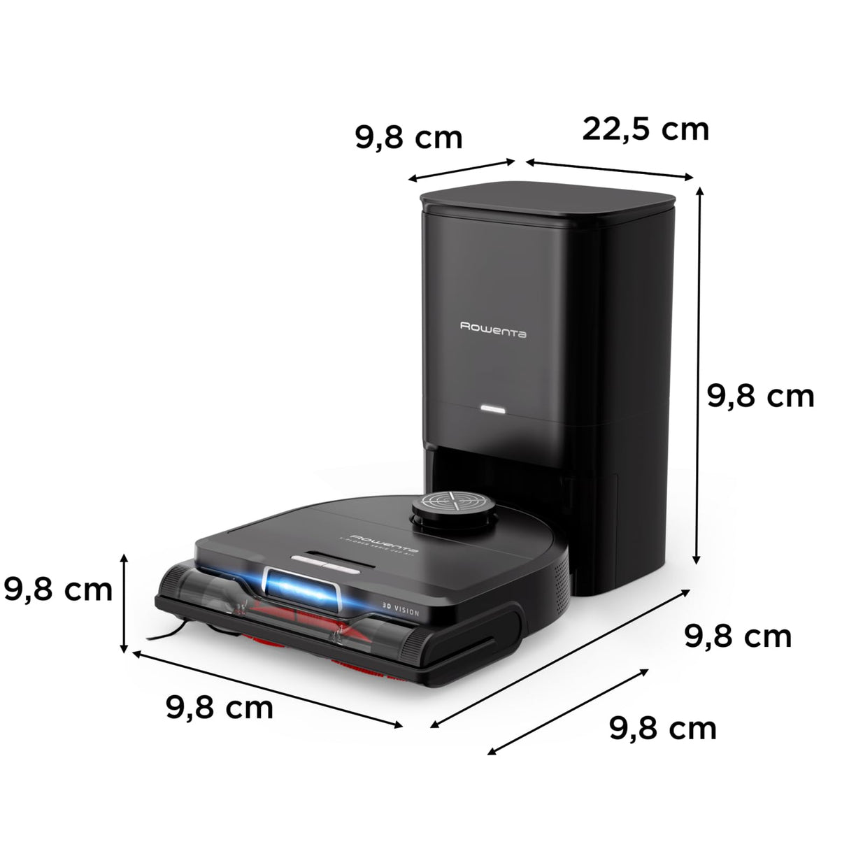 Rowenta RR9695 X-Plorer Serie 240+ Robot Aspirador AI, modelo de animales y alergias, cepillo eléctrico animal extragrande, trapeador vibrante, diseño en ángulo recto para un fácil acceso en cualquier