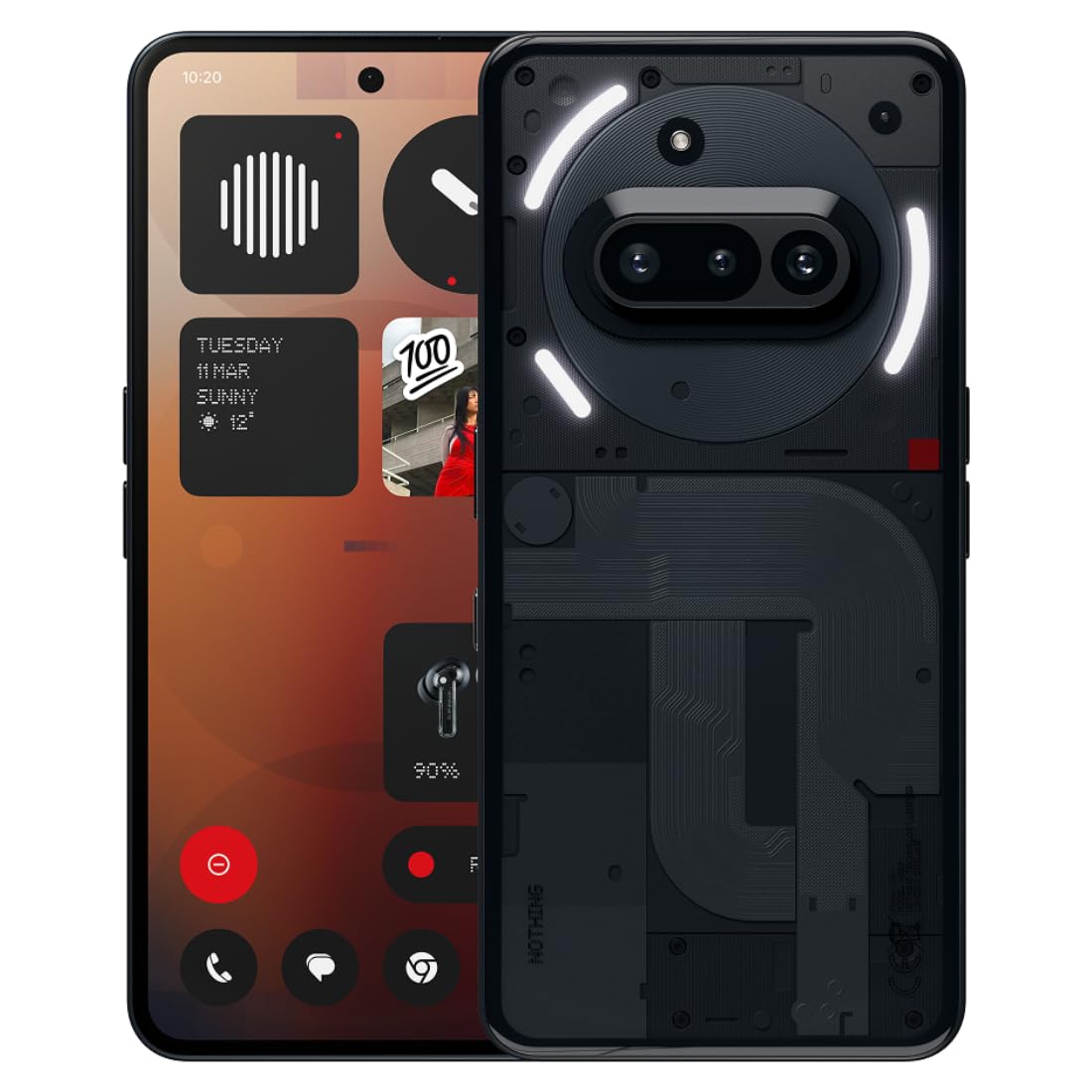 Nothing Phone (3a) 256 GB - Smartphone con cámara Delantera de 32 MP, Ultra Zoom 30x, Carga rápida a 50W y Pantalla AMOLED Flexible FHD+ de 6,77" - Negro