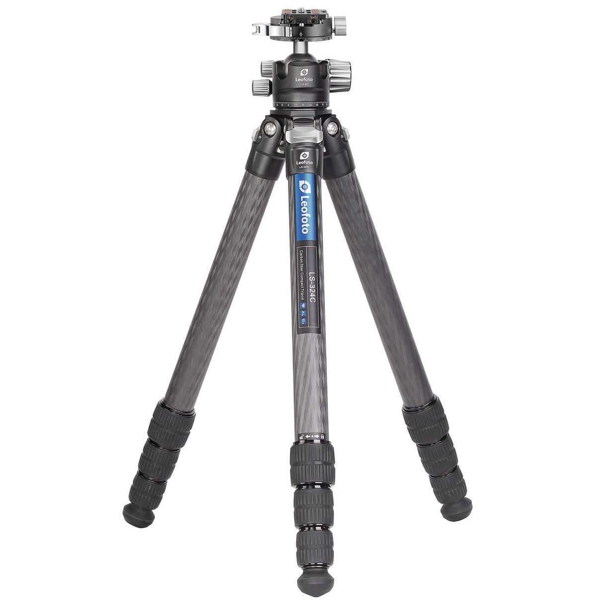 Leofoto - Ranger - Trípode de Carbono con Cabeza de Bola - Sistema Twist-Lock- Patas Ajustables en 3 ángulos - Ideal para fotografía Macro - LS-324C+LH-40PCL