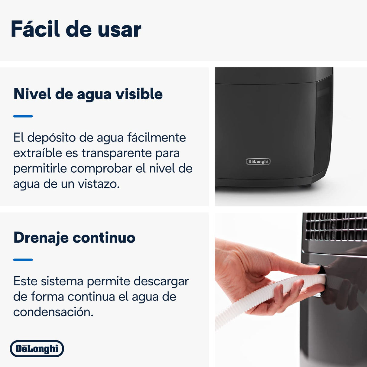 De'Longhi Deshumidificador Inteligente con Wifi Integrado, Filtro, Función 24h, 20 Litros, DDSX220WFA, Color Negro