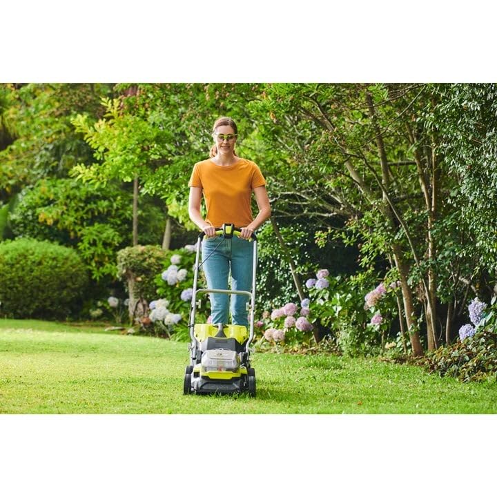 RYOBI - Cortacésped 18V One+ - Brushless/Motor sin Escobillas - Ø de Corte 37cm - Recogida y Mulching - Manillar Ajustable - Bolsa de Recogida 45L - Vendido sin Batería ni Cargador - RY18LMX37A-0