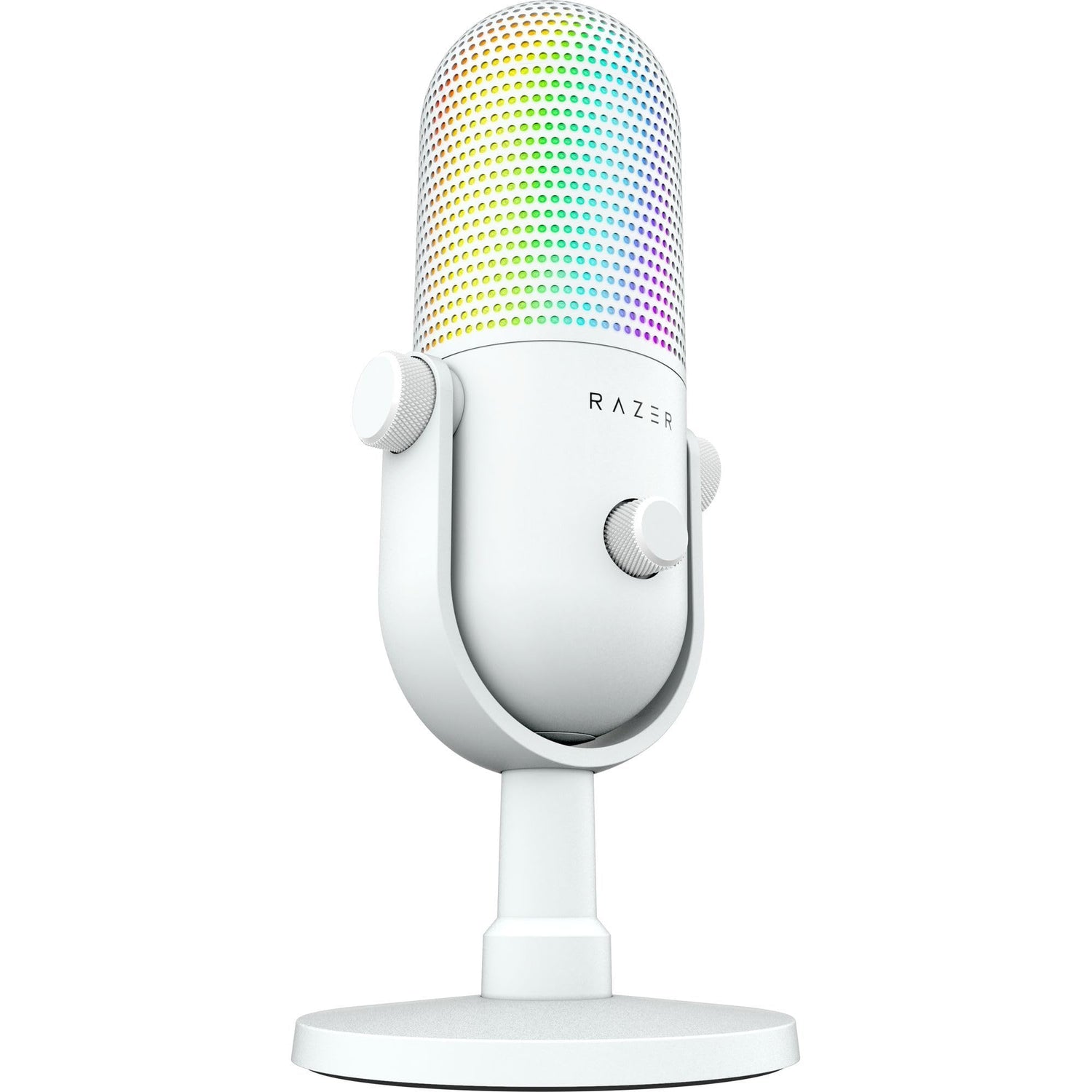 Razer Seiren V3 Chroma - Micrófono USB RGB - Micrófono de Condensador supercardioide con Tap-to-Mute (iluminación reactiva, limitador de Ganancia Digital y Amortiguador Integrado) Blanco