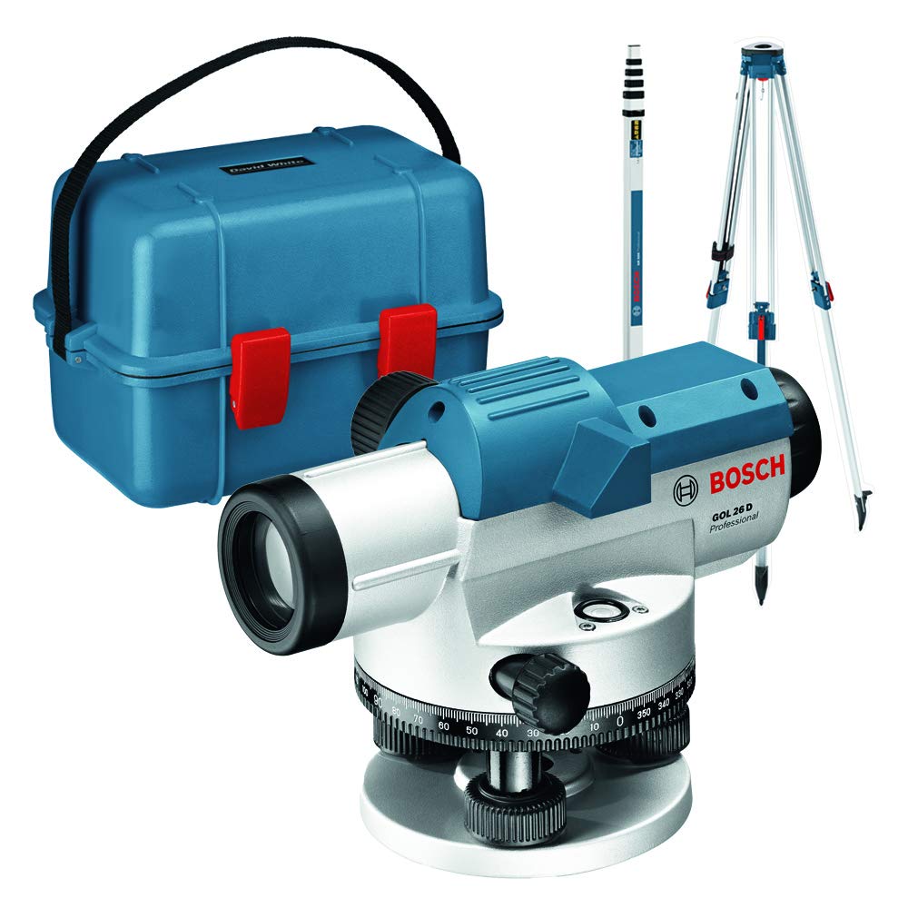 Bosch Professional Nivel Óptico GOL 26 D (aumento 26x, unidad de medida: 360 grados, alcance: hasta 100 m, regla graduada GR 500, trípode BT 160, en maletín de transporte)