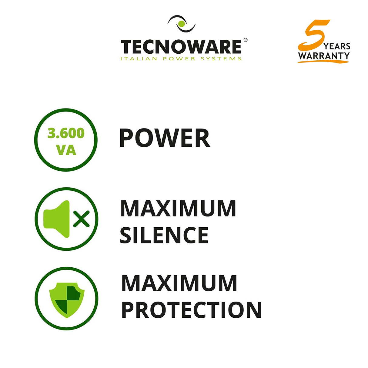 Tecnoware Power Systems SAI EVO DSP Plus 3600, Alta Protección contra Apagones, Autonomía hasta 40 Min, 8 Salidas IEC, Alta Eficiencia 94%, Interfaz USB/RS232/SNMP, Potencia 3600 VA