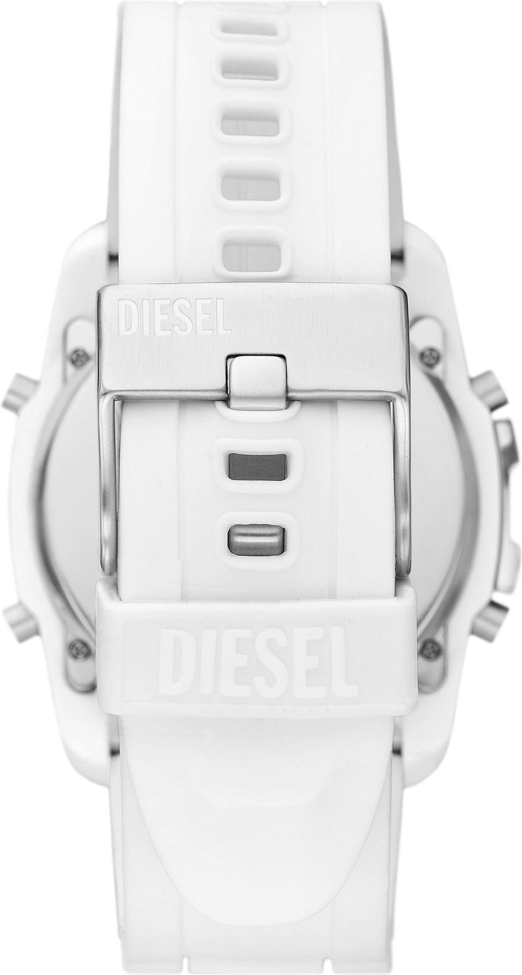 Diesel Reloj para hombre Master Chief, movimiento LCD, 44mm Caja de silicona blanca con correa de silicona, DZ2157