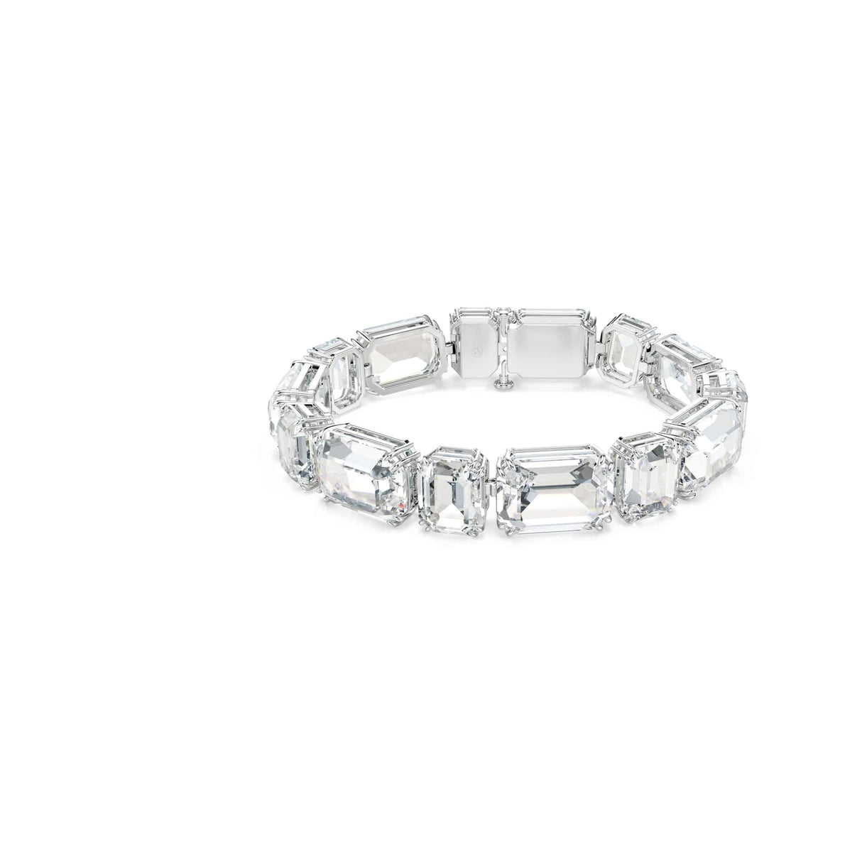 Swarovski Pulsera Tennis Millenia, Talla octogonal, Blanca, Baño de rodio