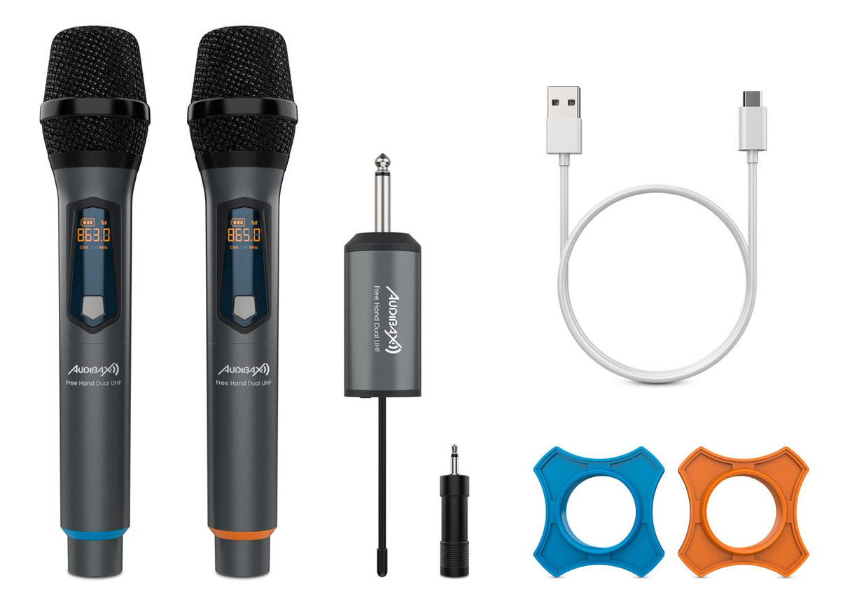 Audibax Missouri Free Hand Dual UHF Sistema de Micrófono Dinámico con Receptor Recargable