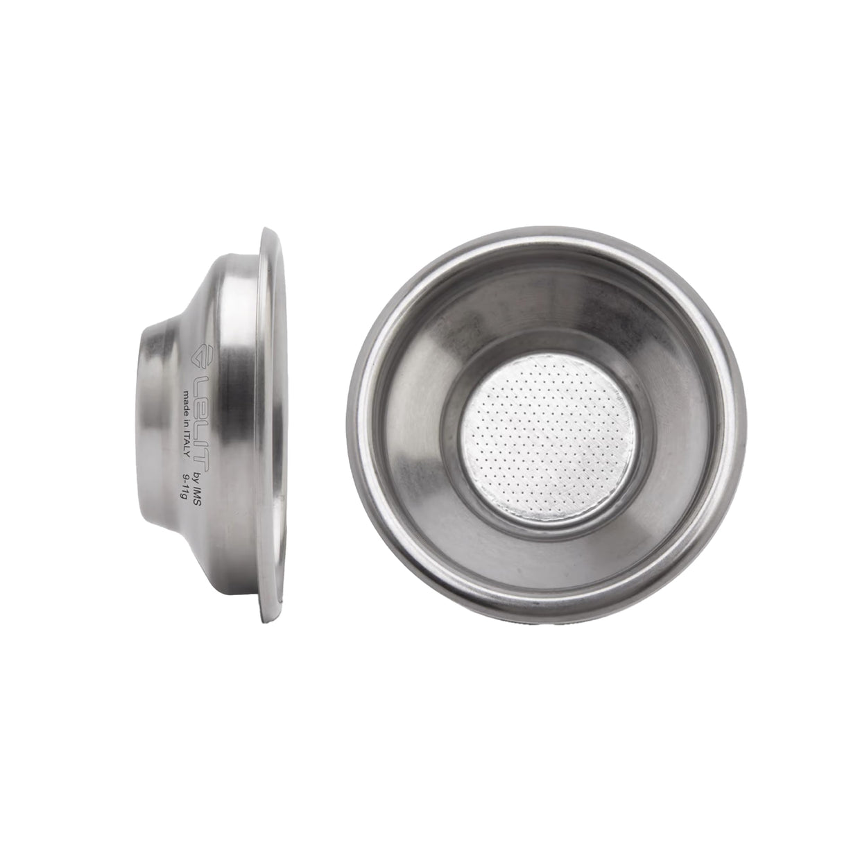 LELIT Portafiltro de 2 Vías LELIT58 - Pico Doble - Incluye Filtros de Acero Inoxidable - Mango de Madera - PLA582B - Plata/Madera de Nogal Negro