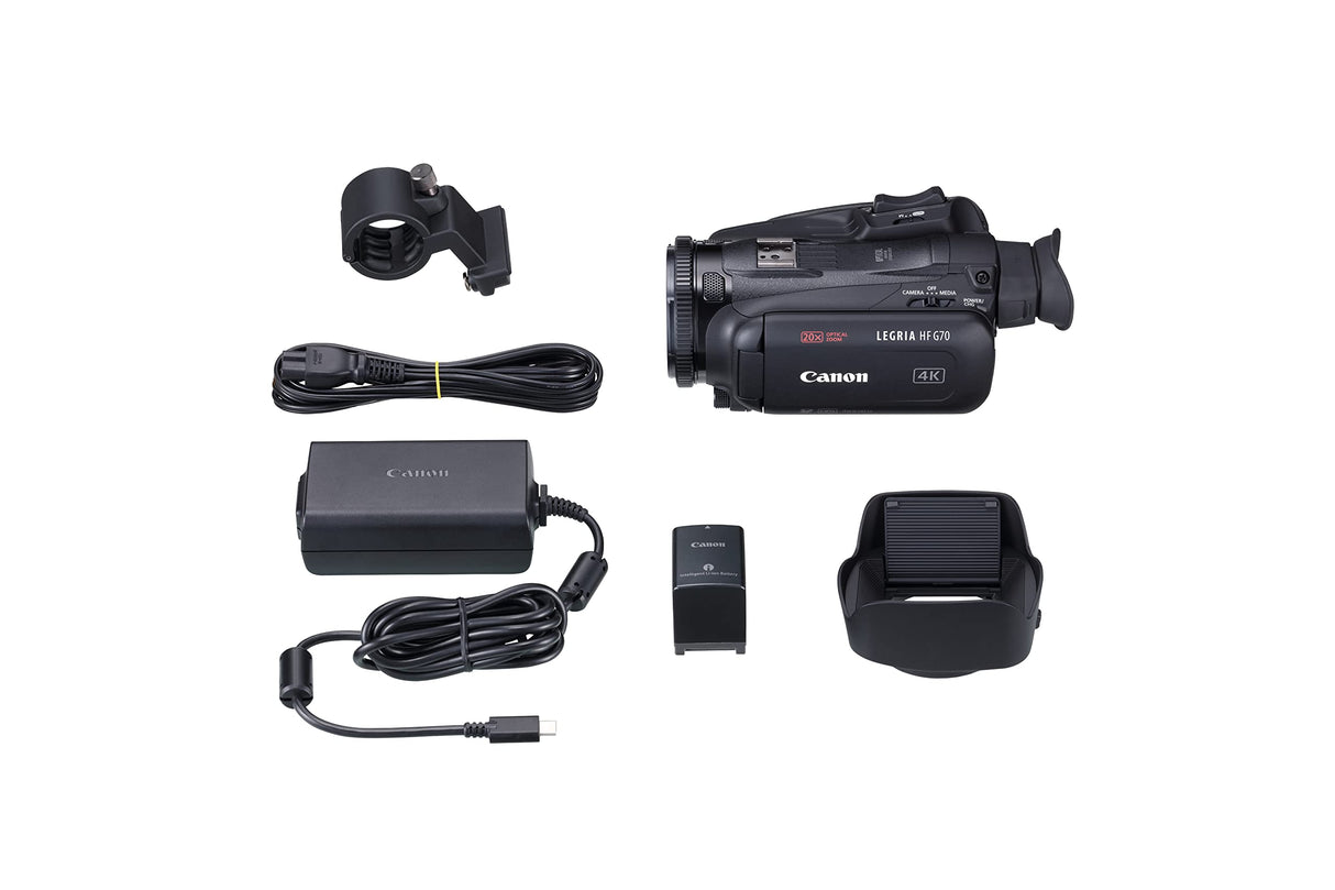 Canon LEGRIA HF G70 4K Full HD (videocámara UHD zoom 20x, pantalla LC de 3,5 pulgadas, enfoque automático, cámara lenta, 2 ranuras para tarjetas SD, video MP4