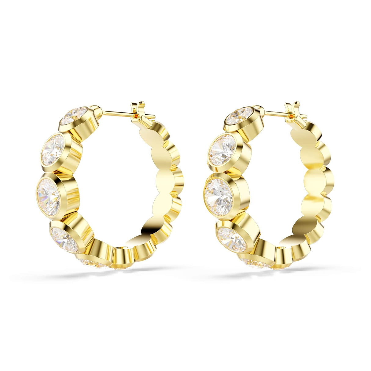 Swarovski Pendientes de aro Imber, Talla redonda, Blancos, Baño tono oro