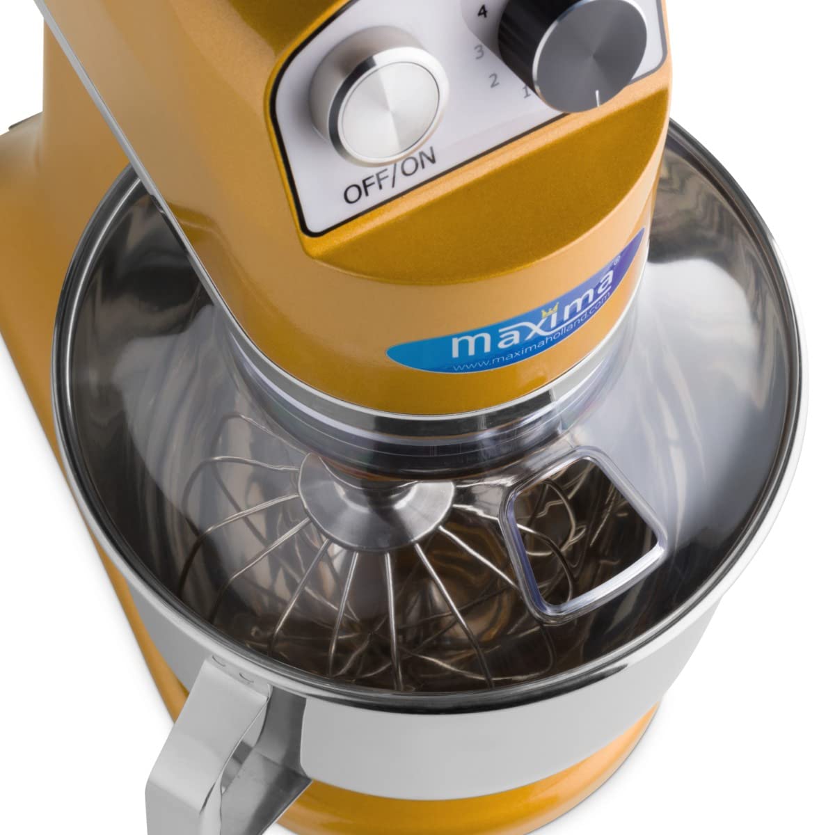 Mezclador planetario 7 L hasta 2 Kg de masa dorado/amarillo - Tazón de acero inoxidable - 11 velocidades - Procesador de cocina - Batidora de pie - Robot de cocina - 7 litros