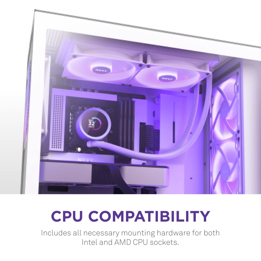 NZXT Kraken 280 RGB - Enfriador líquido de CPU AIO de 11.08 Pulgadas - Pantalla LCD Cuadrada Personalizable de 1.54 Pulgadas para imágenes, métricas de Rendimiento - Bomba de Alto Rendimiento - 2