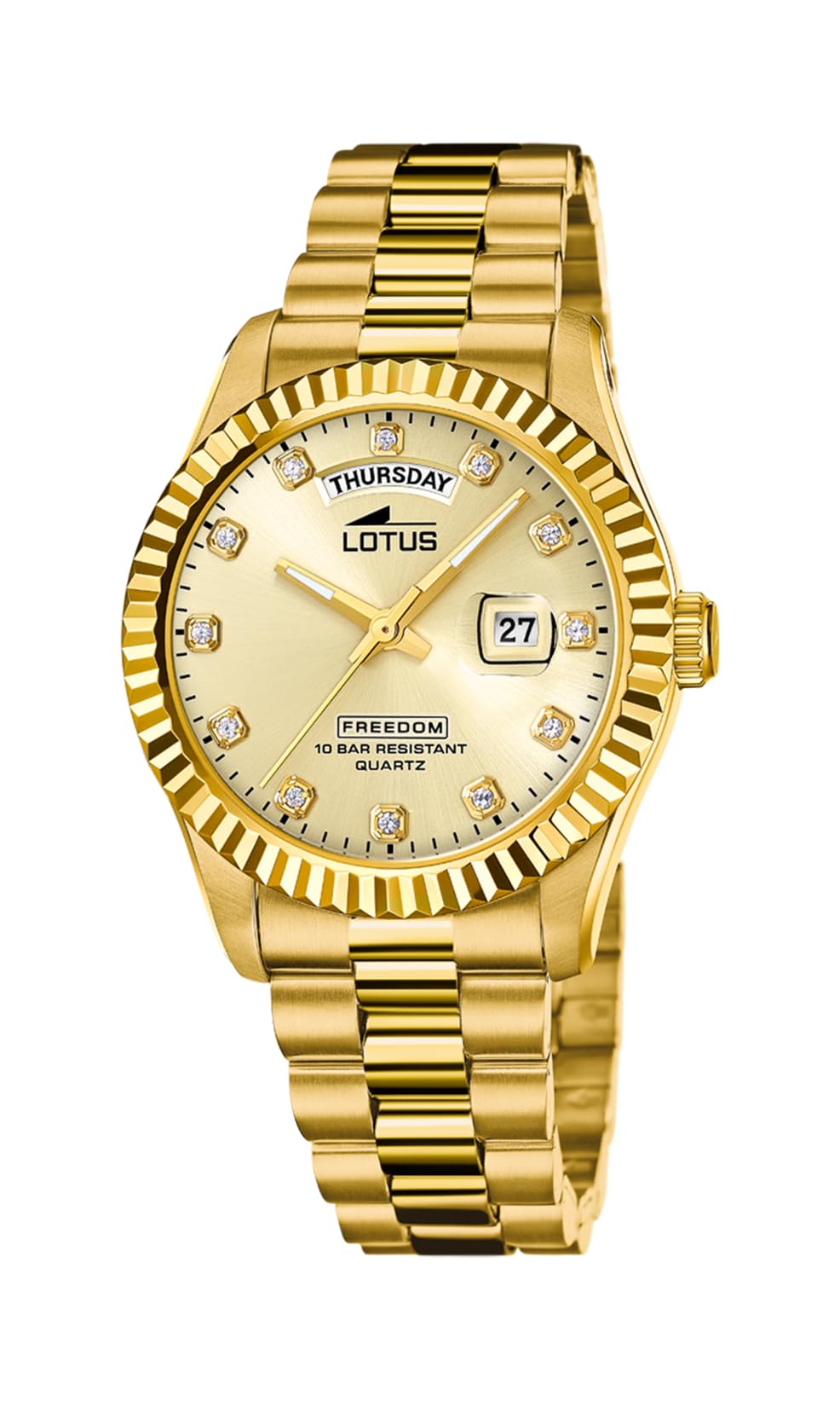 Lotus Reloj Hombre 18857/5 Freedom Caja de Acero Inoxidable 316l Dorado Correa de Acero Inoxidable 316l Dorado
