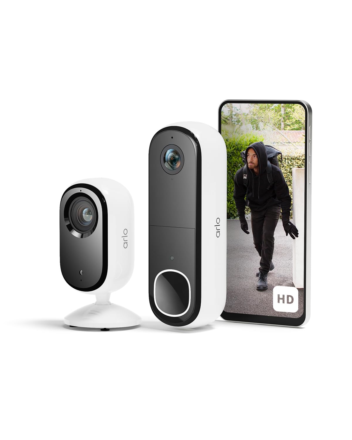 Arlo Videoportero HD inalámbrico y cámara 2K interior – Seguridad Smart Home para familia y mascotas, visión nocturna, detección de movimiento, audio bidireccional, compatible con Alexa