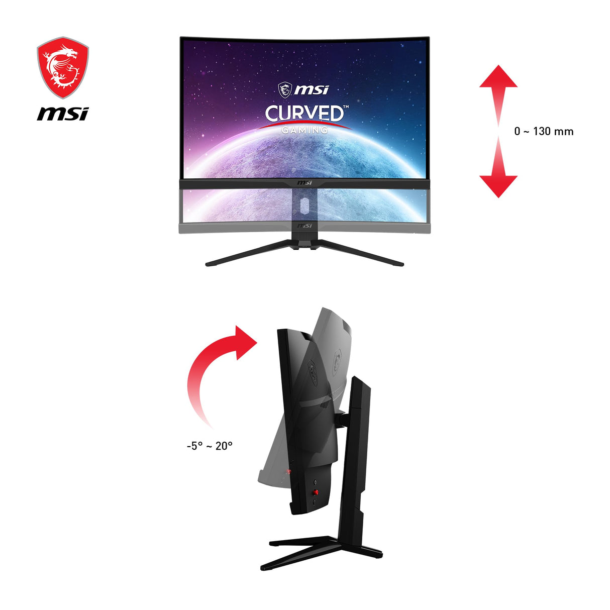 Msi mag 275CQRXF Monitor Curvo Gaming WQHD de 27 Pulgadas 1000R, 2560 x 1440 Rapid VA Panel, 240 Hz/1 ms, 116% sRGB, DisplayHDR 400, Adaptive Sync, Mystic Light DP 1.4a, HDMI 2.0b, USB Tipo-C