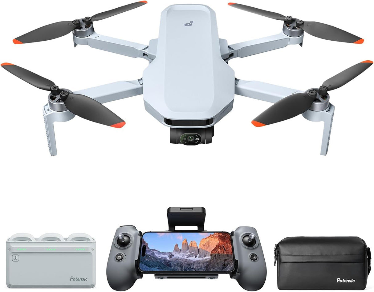 Potensic ATOM 2 Dron con Cรกmara para Adultos, Video 4K/Foto 8K, <249g, Gimbal 3 Ejes, Transmisiรณn 10KM, Seguimiento AI, Grabaciรณn Vertical, AI Noche Shot, QuickShots, 96 Min de Vuelo Fly More Combo