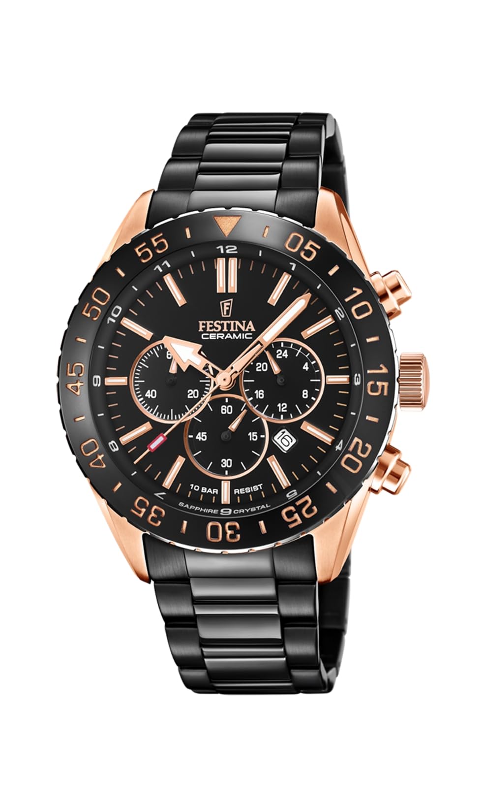 Festina Reloj Hombre F20578/1 Ceramic Caja de Acero Inoxidable 316l Multi Correa de Acero Inoxidable 316l Negro