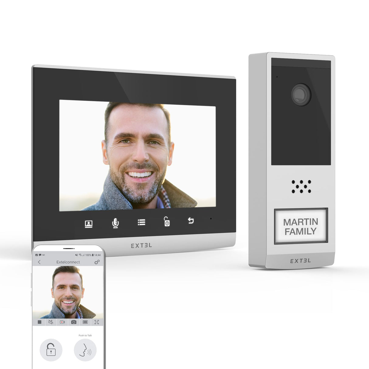 EXTEL 720321 - Videoportero conectado - inalámbrico, de largo alcance 350 metros - Wave 2, color negro