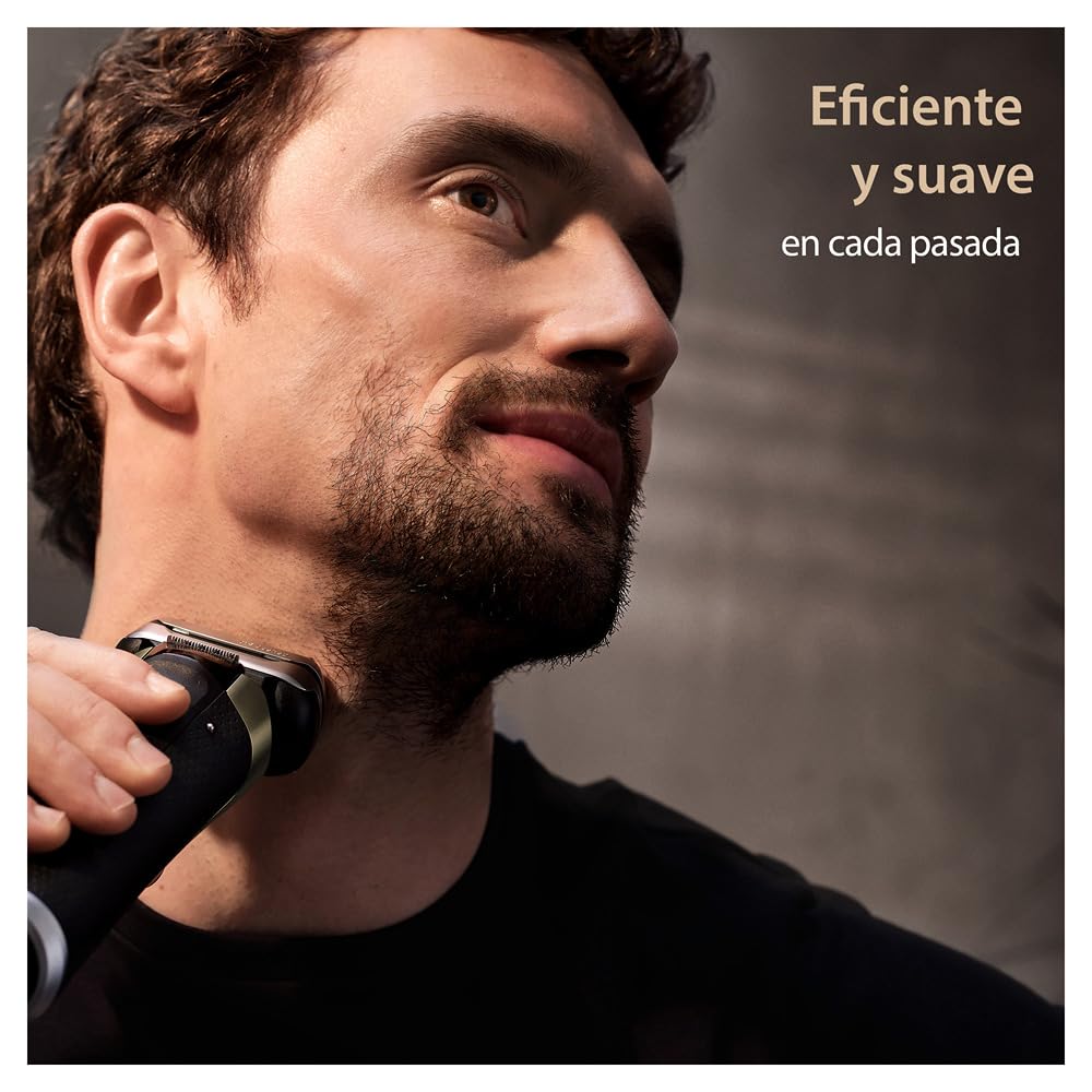 Braun Series 9 Pro+ Afeitadora Eléctrica Hombre, Máquina de Afeitar Barba Con Base De Carga y Funda De Viaje, En Seco Y En Mojado, 60 Min De Autonomía, 9517s, Plata