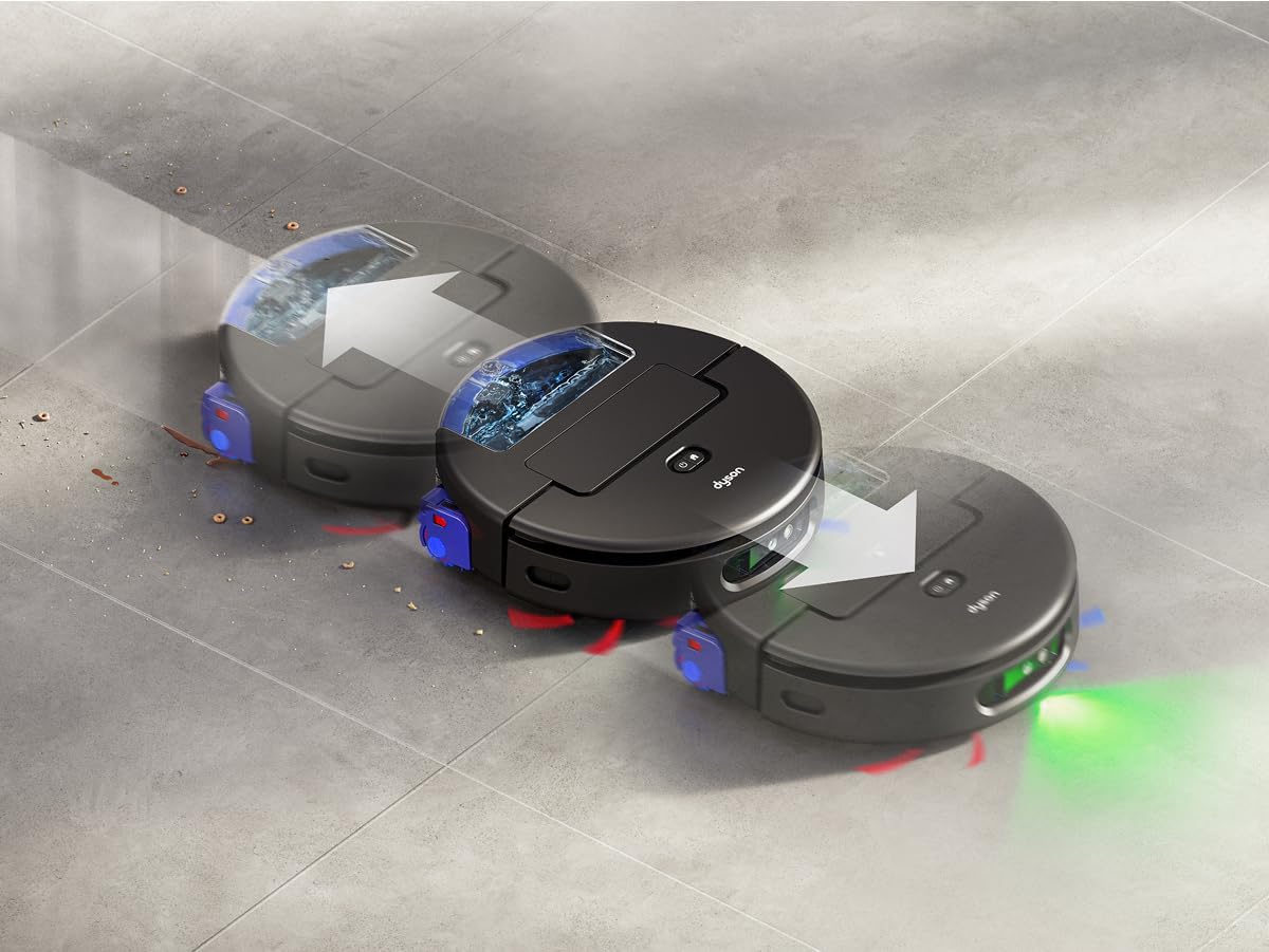 Dyson Spot+Scrub™ Ai, con rodillo húmedo de autolimpieza, 4 veces más potencia de succión en alfombras, vaciado automático, autorrellenado y eliminación de manchas con IA avanzada (Negro/Azul)