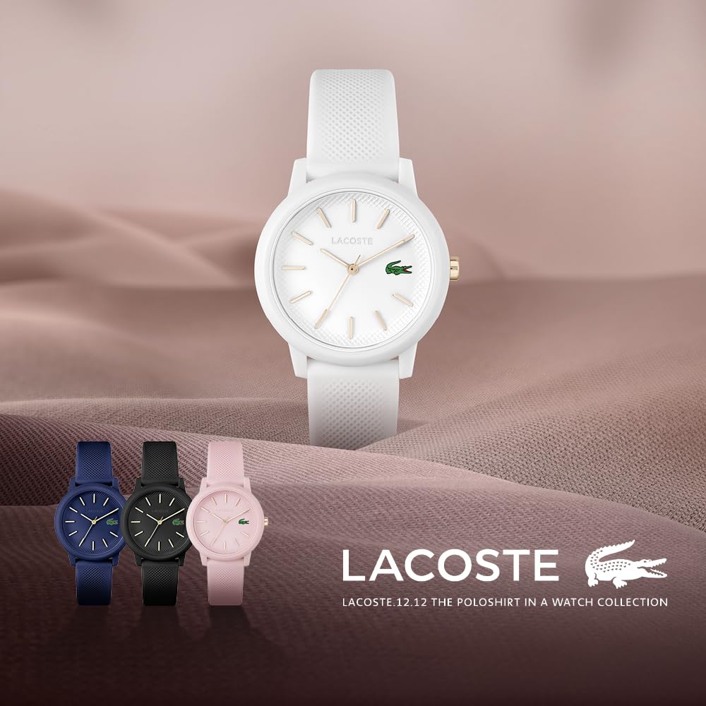Lacoste Reloj Analógico de Cuarzo para Mujer Colección LACOSTE.12.12 con Correa de Silicona Blanca - 2000960