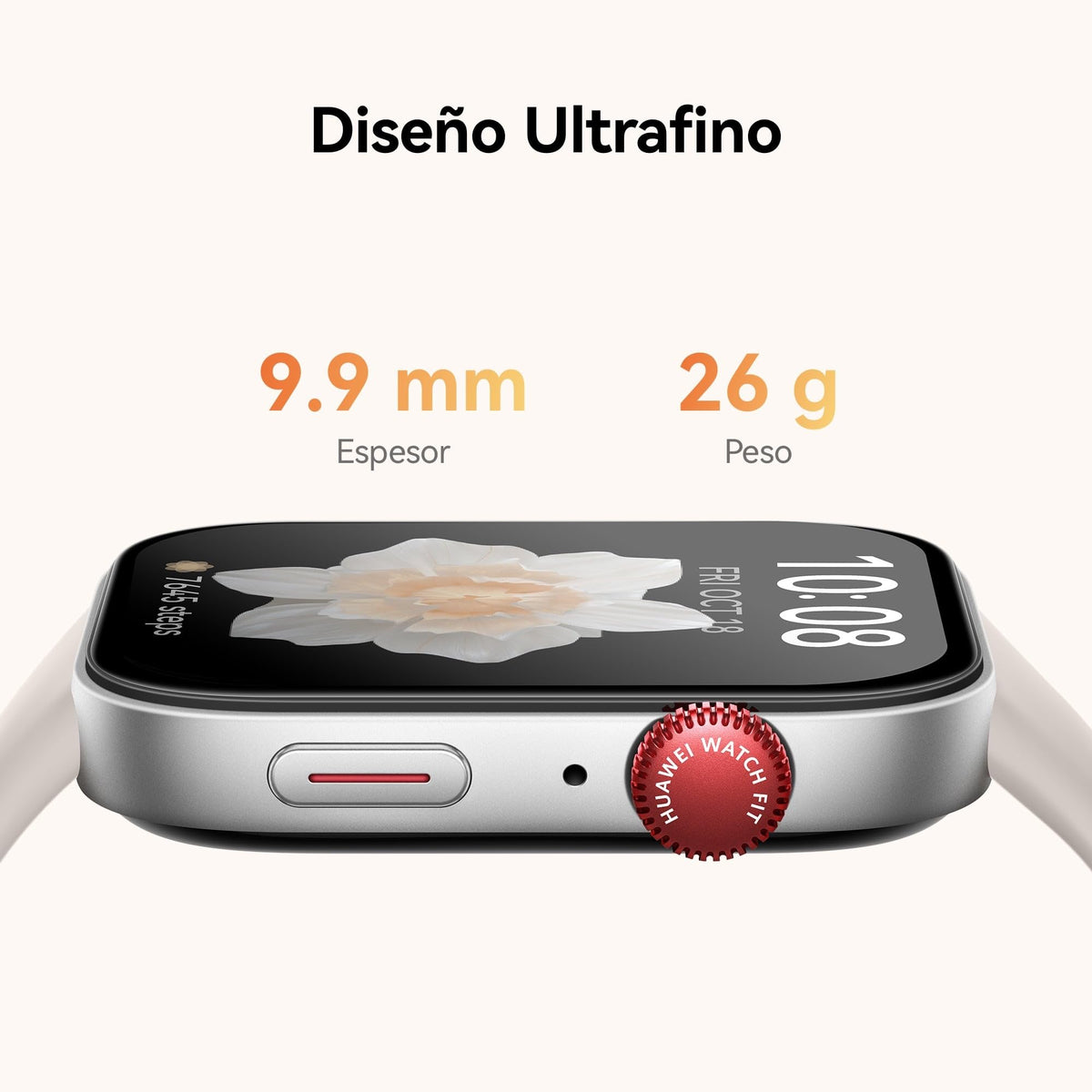 HUAWEI Watch FIT 3 Pantalla AMOLED de 1.82 Pulgadas, Diseño Ultrafino, Llamadas por Bluetooth, hasta 10 días de batería, Compatible con Android & iOS, Blanco Cuero