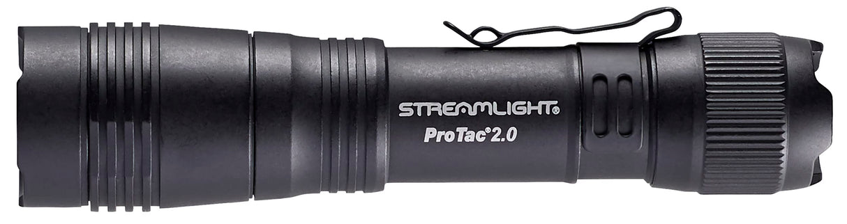 Streamlight 89000 ProTac 2.0 Linterna LED recargable alta potencia con clip, 2000 Lúmenes, cable USB-C y Estuche incluidos, Negra