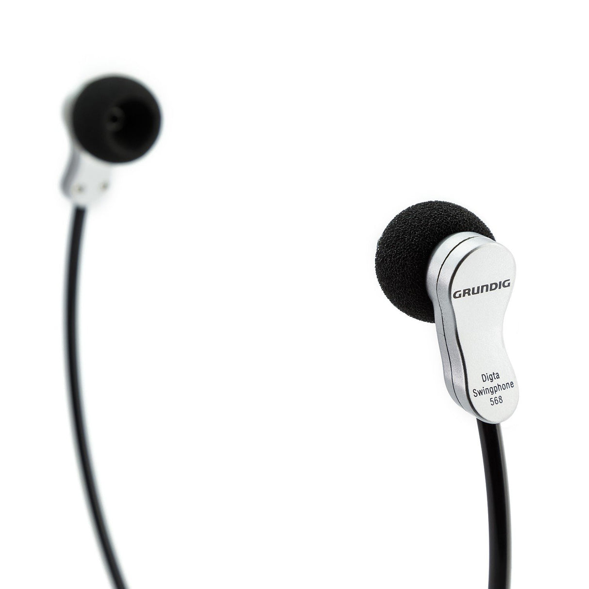 GRUNDIG Swingphone 568 Negro, Plata Intraaural bajo Le Menton Casco - Cascos (Intraaural, bajo El Mentón, con Hilo, 95 DB, 2,4 m, Negro, Plata)