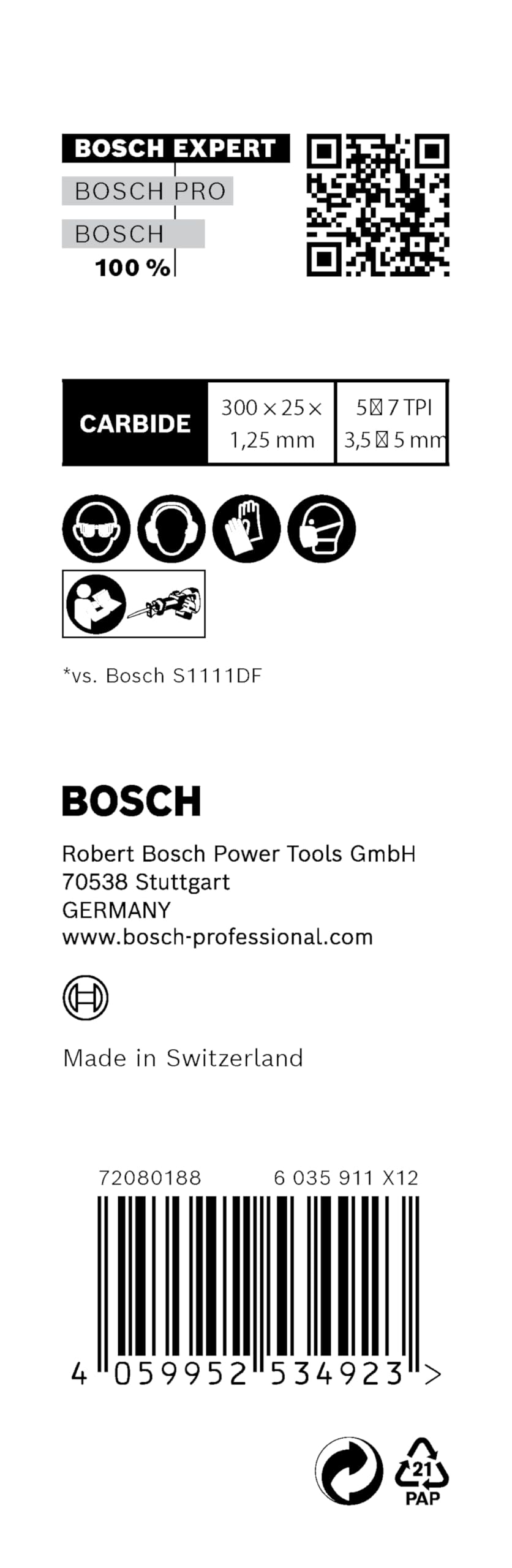 Bosch Professional 10x Hojas de sierra sable Expert `Wood with Metal Demolition` S 1267 XHM (para Madera con metal duro, Longitud 300 mm, accesorios Sierra sable)