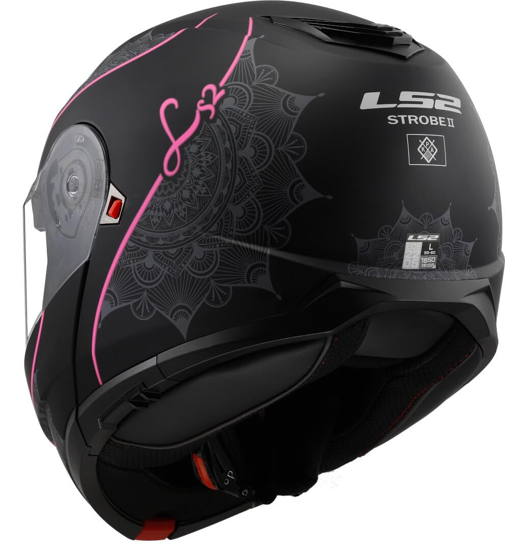 LS2, Casco modular moto STROBE II LUX negro rosa, S