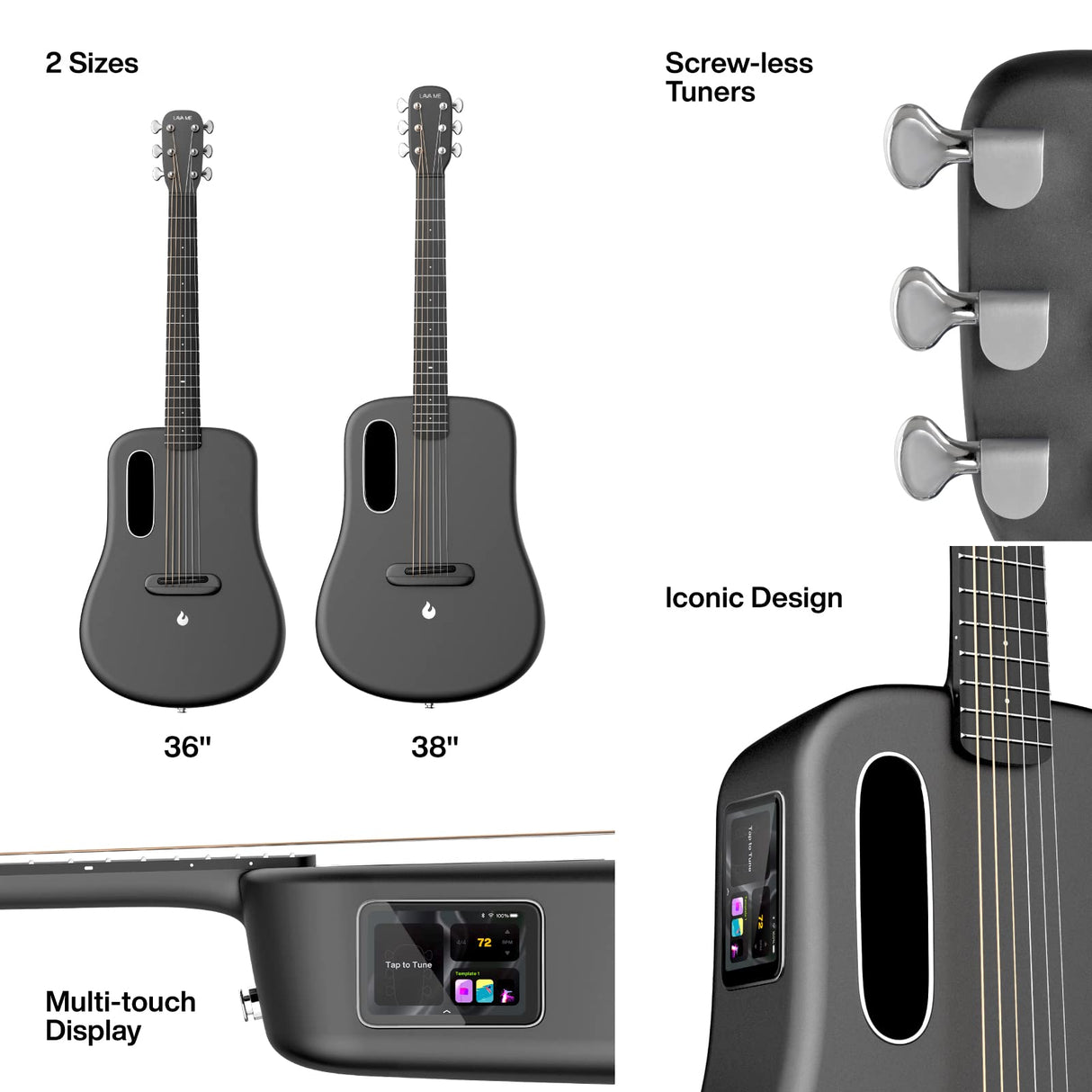 LAVA ME 3 Chitarra per principianti in fibra di carbonio (borsa ideale grigio siderale da 38 pollici)