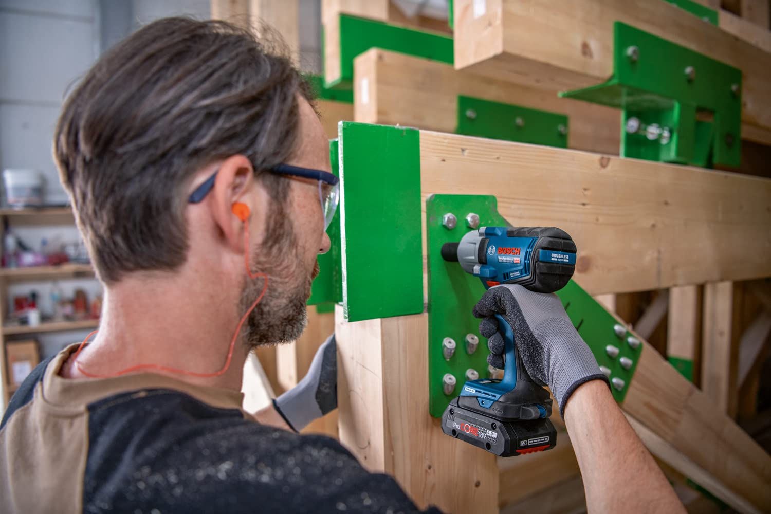 Bosch Professional 18V System GDS 18V-450 PC - Atornillador de impacto a batería (450 Nm, arranque 800 Nm, Connectivity, 2 baterías ProCORE 4.0 Ah, en L-BOXX)