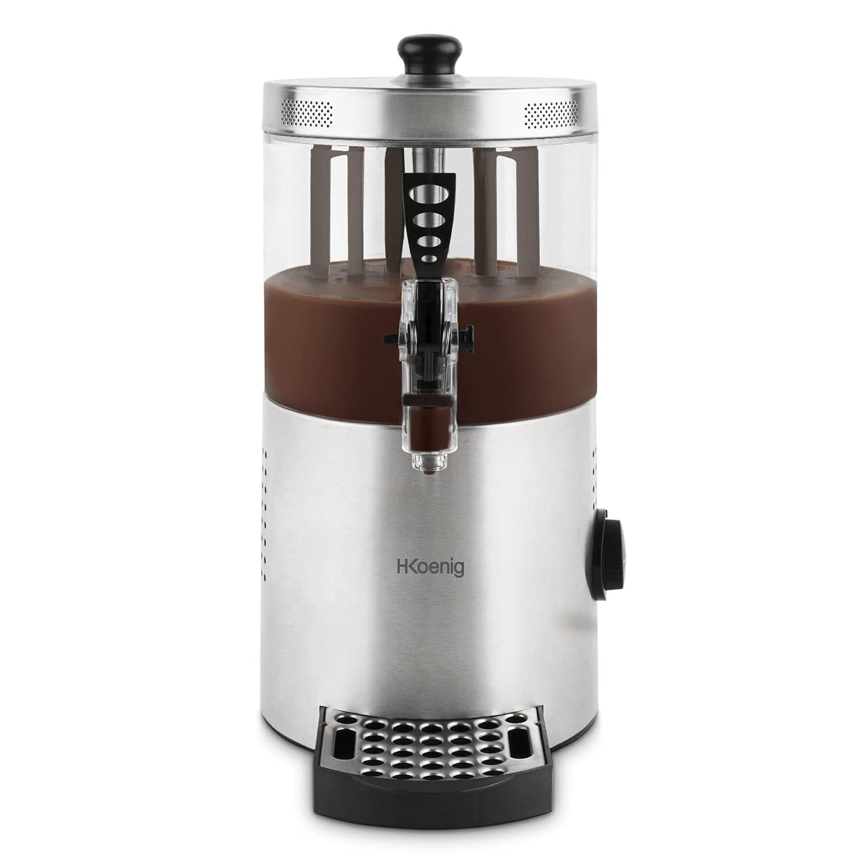H.Koenig Dispensador de chocolate caliente Acero inoxidable SHK800, 1200W, Recipiente extraíble de 3L, Termotast ajustable, Mantener caliente, Sistema antigoteo, Apto para lavavajillas