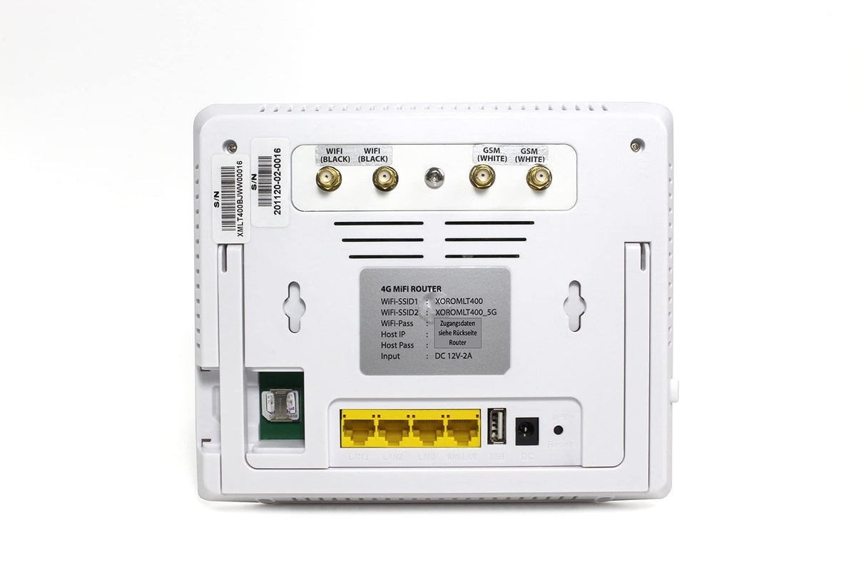 XORO MLT 400 - Sistema de Antena WiFi 4G LTE para caravanas y autocaravanas, función de Punto de Acceso WiFi, Tarjeta SIM en el Router, Interfaz Web, Incluye Cable