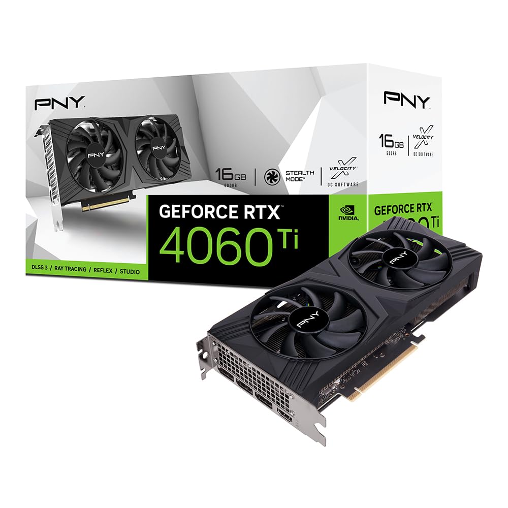 PNY GeForce RTX™ 4060 Ti 16GB Verto Dual Fan Edition Tarjeta gráfica DLSS 3