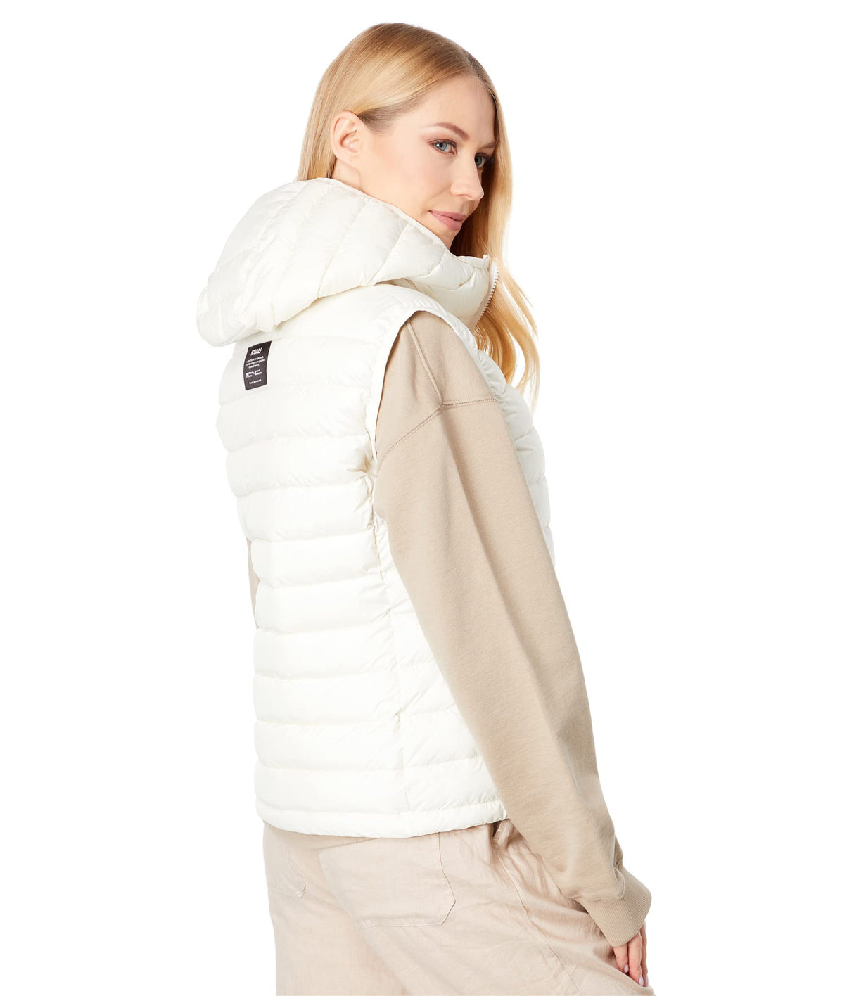 ECOALF - Chaleco Mujer Atlalf, de Poliéster Reciclado, con Capucha, Relleno de Fellex, Ultraligero y Cómodo, Chaleco Mujer, Talla L, Color Crema