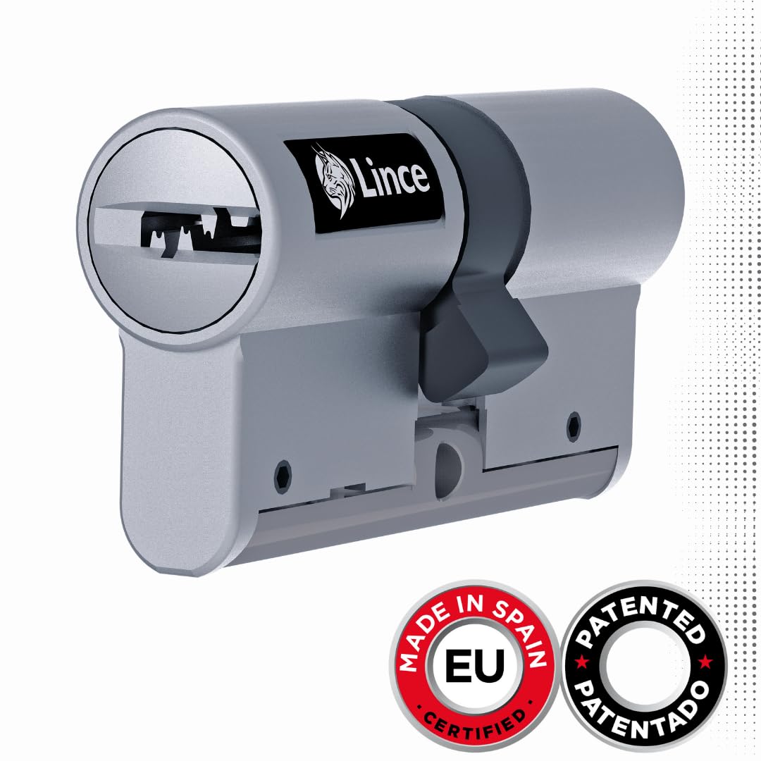 Lince - Cilindro de cerradura de alta seguridad C7 L50+30 | Desbloqueable con 5 llaves | Color níquel | Resistente a todas las técnicas de robo conocidas