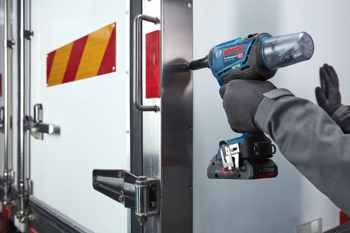Bosch Professional 18V System GRG 18V-16 C - Remachadora a batería (fuerza 16.000 N, longitud de carrera 25 mm, sin batería, en caja)