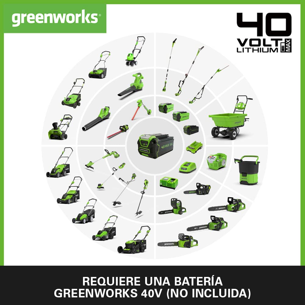 Greenworks G40TL Motoazada de Batería, Motocultor de Púas Delanteras, Ancho de Trabajo de 25 cm, Profundidad de Labranza de 13 cm SIN Batería y Cargador de 40V, Garantía de 3 Años