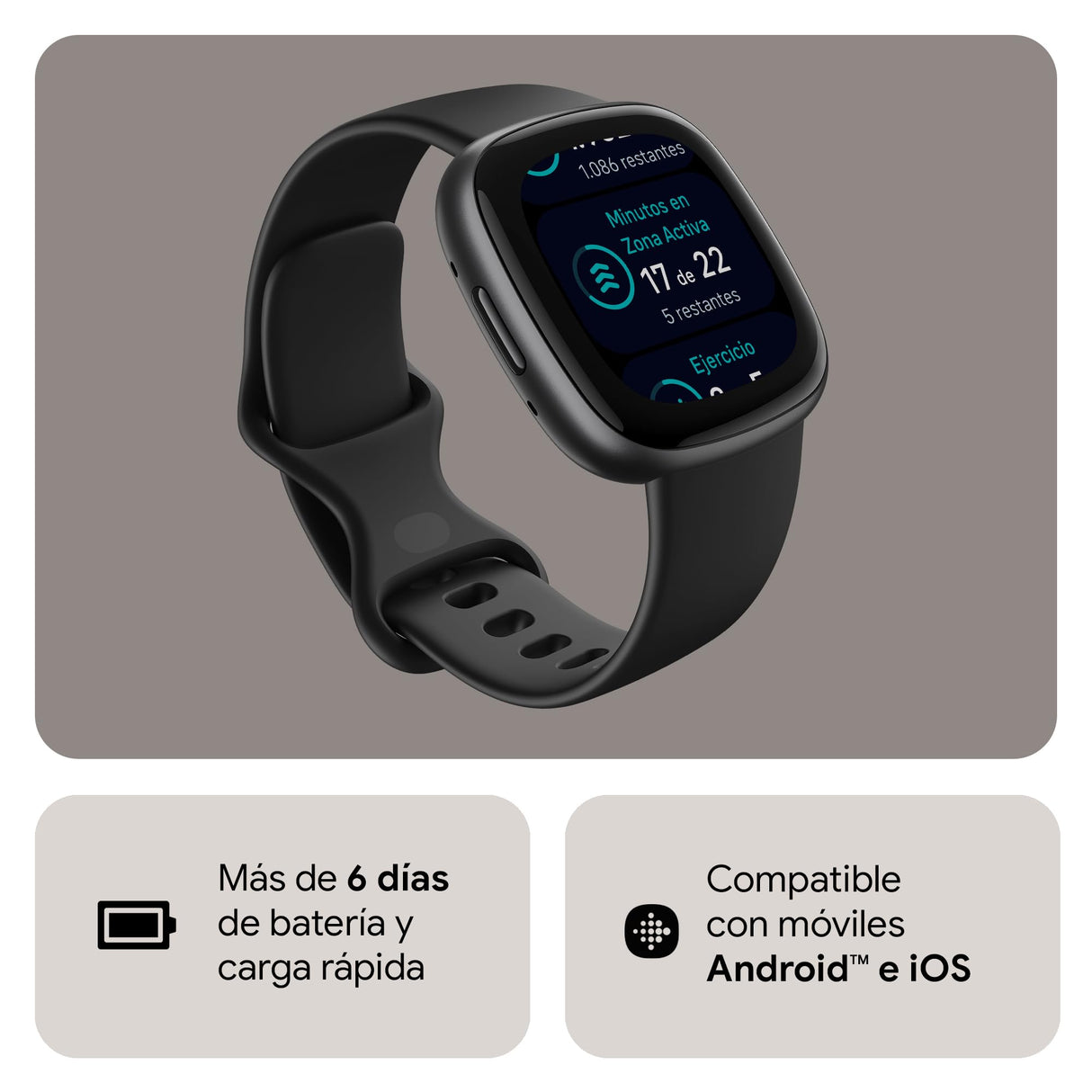 Fitbit Versa 4,Black/Graphite Smartwatch, Unisex-Adult, Negro/Aluminio Grafito, One Size