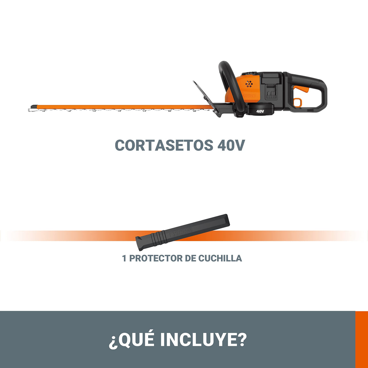 Cortasetos a batería 40V Máx. (2x20V) WORX | PowerShare | WG284E.9 | Peine Doble de 60 cm | Cabezal de Corte Giratorio 180 Grados | Mango Envolvente