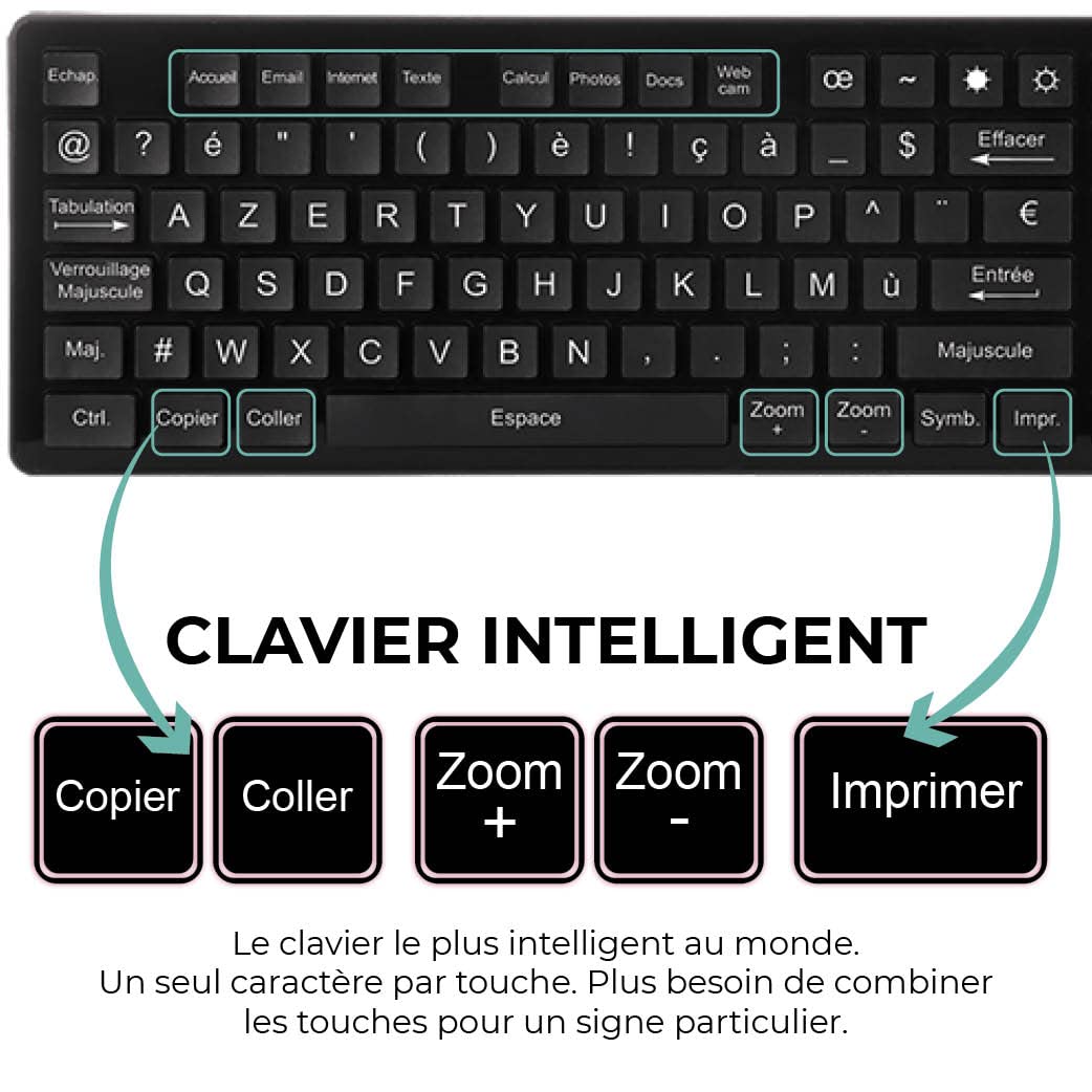 Ordissimo - Computadora de Escritorio Todo en uno Clara 2 para Personas Mayores - Fácil de Usar - Interfaz intuitiva - Pantalla de 23,8 Pulgadas - Gran Capacidad de Almacenamiento - Teclado y Mouse