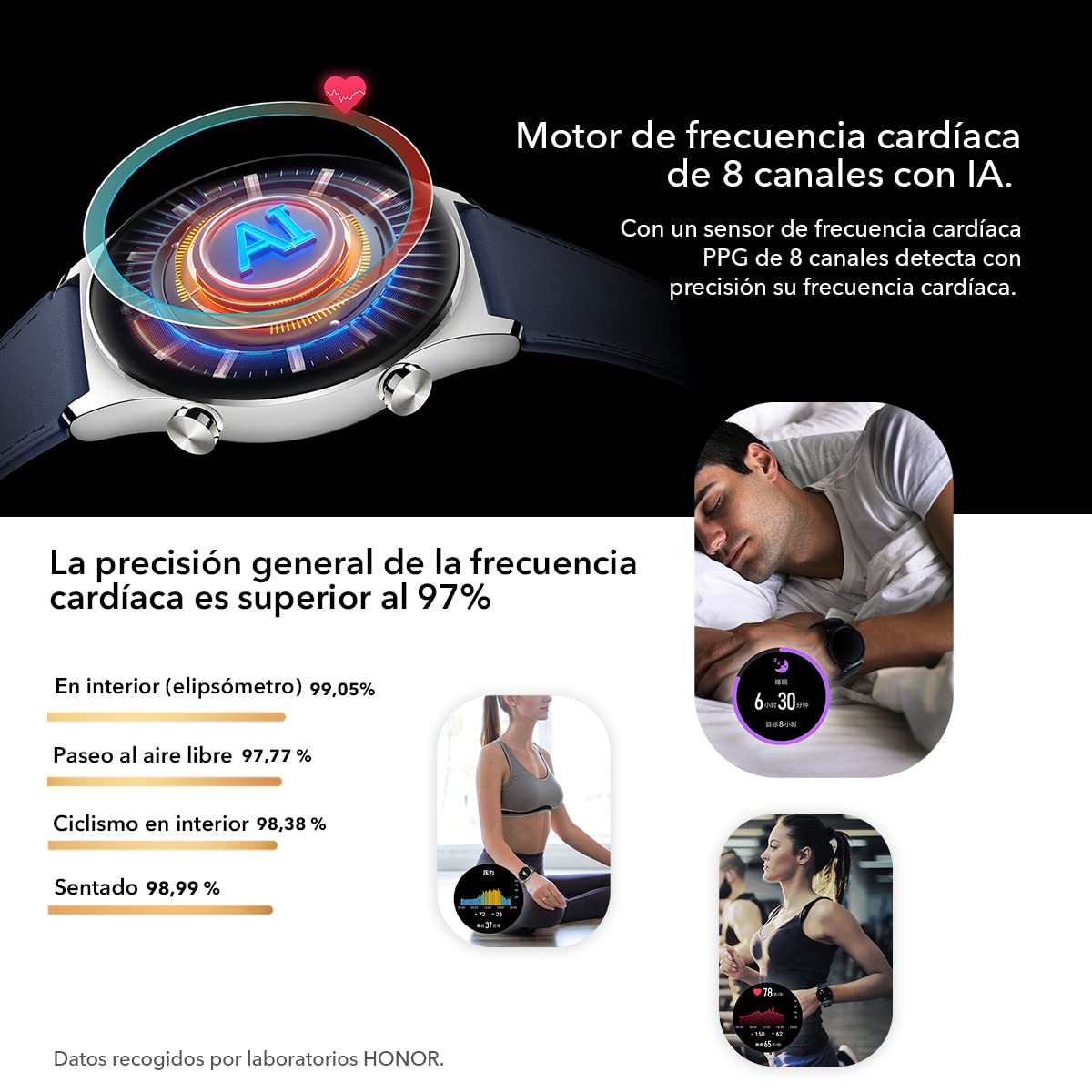 HONOR Watch GS3 Reloj Inteligente, Pantalla Táctil AMOLED 1,43", Reloj de Actividad Física con Monitorización de la Frecuencia Cardiaca, Sueño y Oxígeno, Versión Cuero Azul