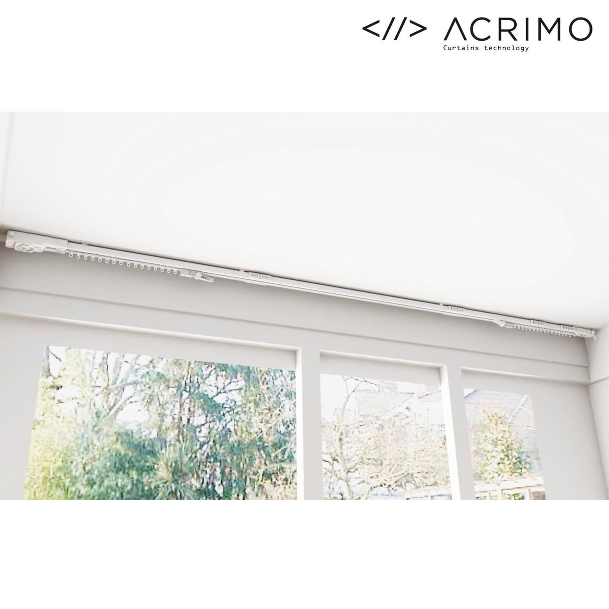 ACRIMO Riel de Cortina Motorizado, Kit de Riel Inteligente con Motor WiFi y Control Remoto, Compatible con Google Home, Alexa, y la App Móvil Tuya Smart, Largo hasta 6 Metros