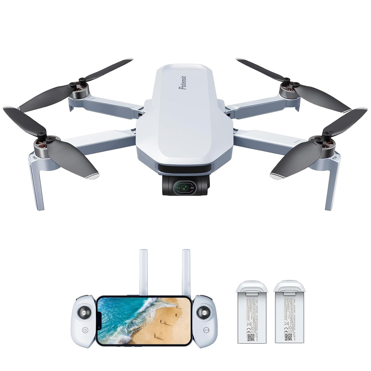 Potensic ATOM GPS Dron con Cรกmara 4K Adultos, Menos de 249g, 6km Transmisiรณn, Estabilizaciรณn en 3 ejes, 2 baterรญas para un tiempo mรกx. de vuelo de 64 min, regreso automรกtico, QuickShots, C0