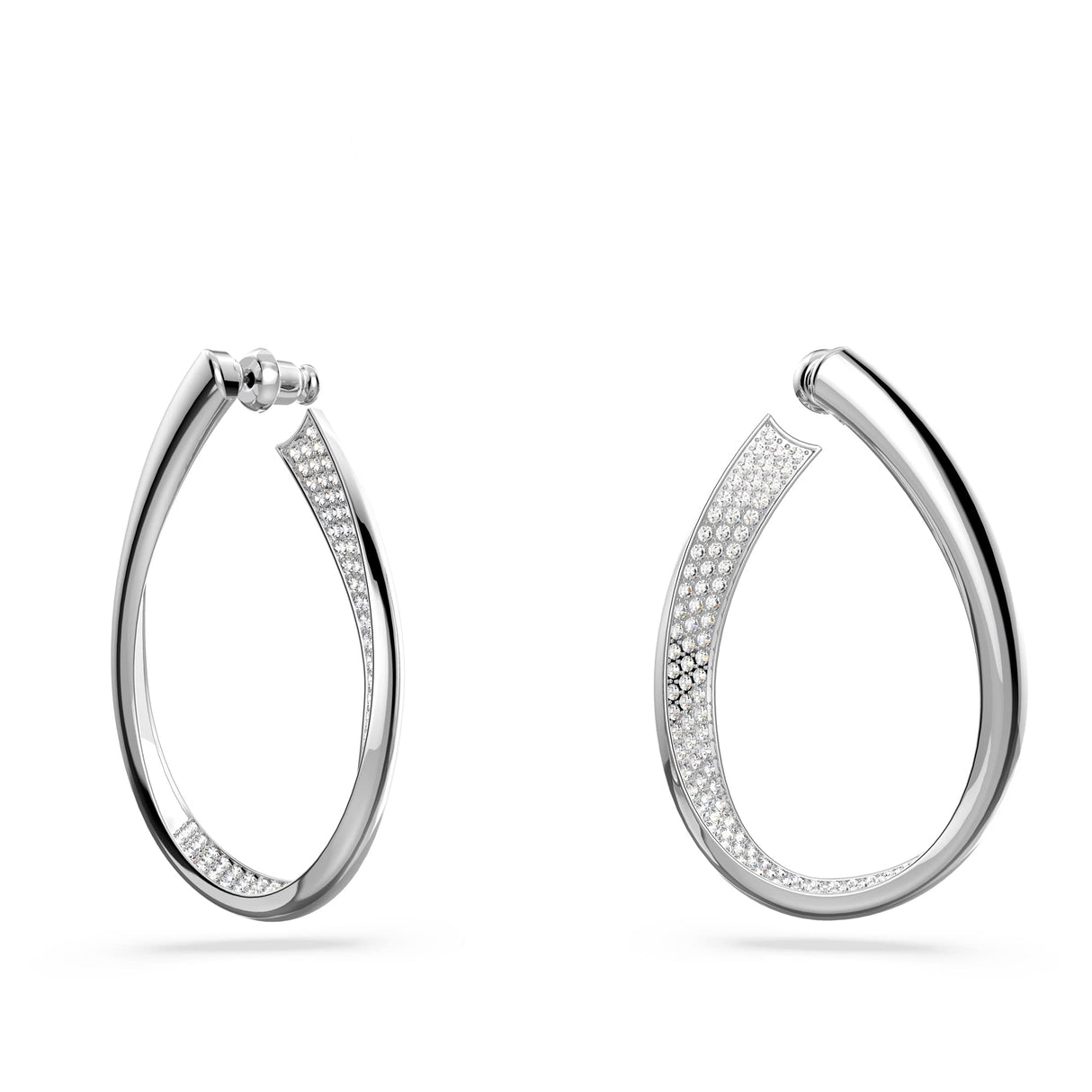 Swarovski Pendientes de Aro Exist para Mujer, Baño de Rodio, Cristales Blancos Colección Exist de Swarovski