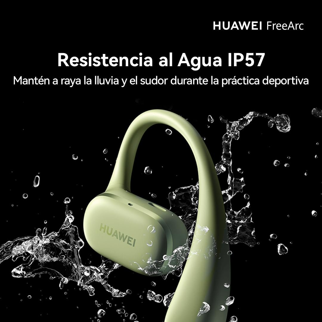 HUAWEI FreeArc Auriculares Open-Ear, Inalámbricos Bluetooth, Resistencia al Agua IP57, 28 Horas, Auriculares Deportivos con iOS, Android o Windows, Verde